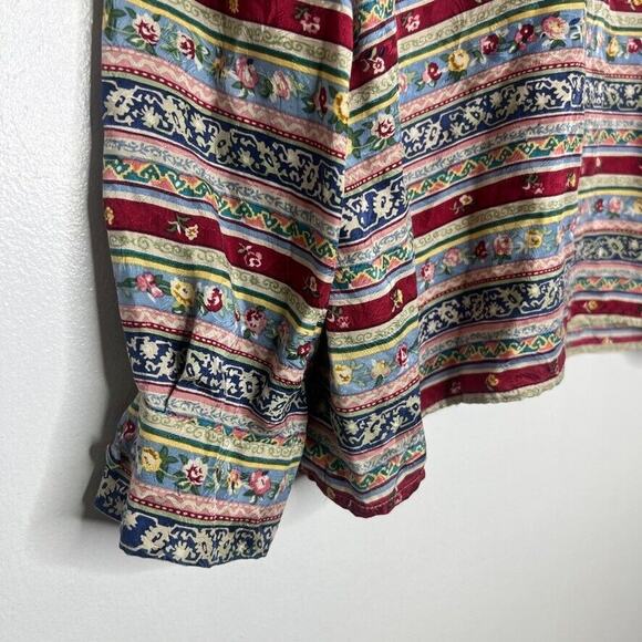 Talbots 100% Silk Vintage Floral Crew Neck Long Sleeve Shirt Size 16 Women - Picture 4 of 10